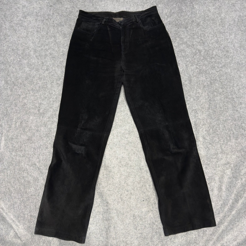 Brandon Thomas‎ Black Leather Pants Womens 10 Suede Straight Leg High Rise